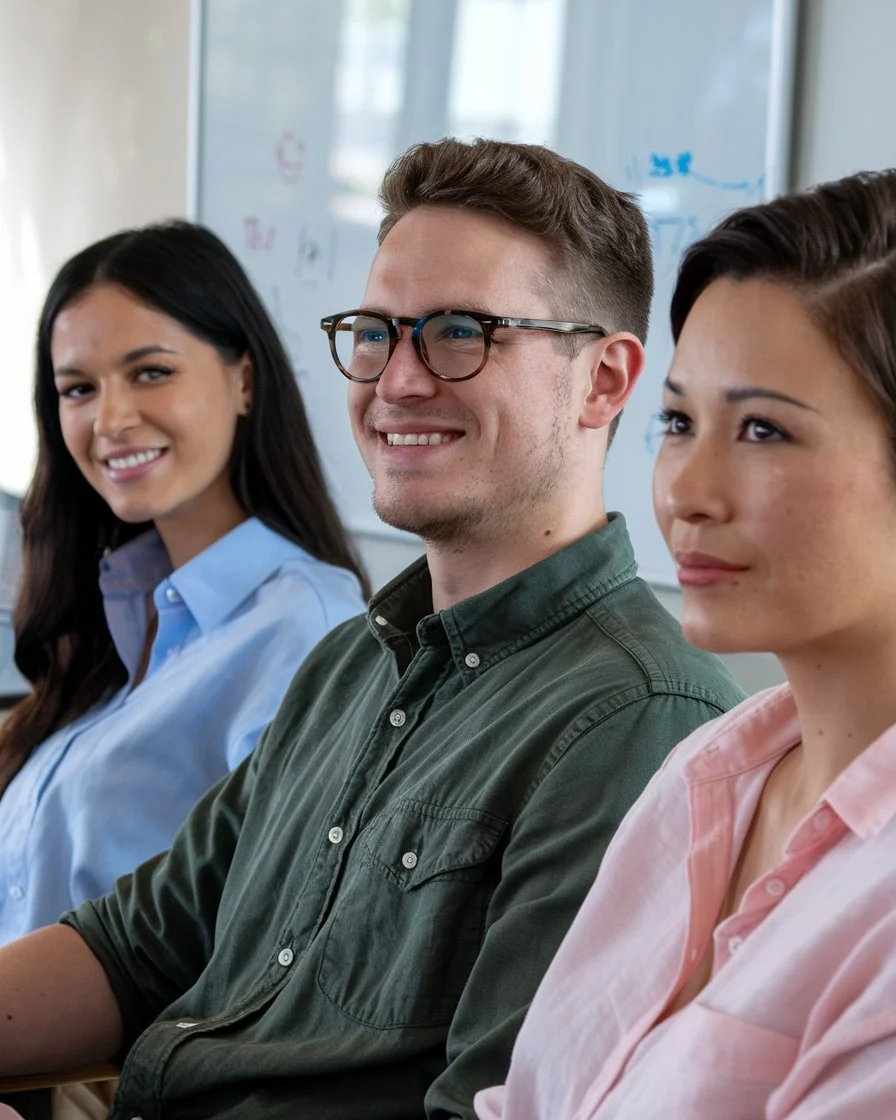 Diverse team collaborating on social media strategy and content creation